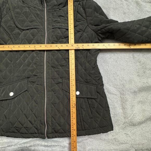 London Fog Women's Quilted Jacket Size Large Olive Green Full Zip High Collar‎ - Picture 6 of 15
